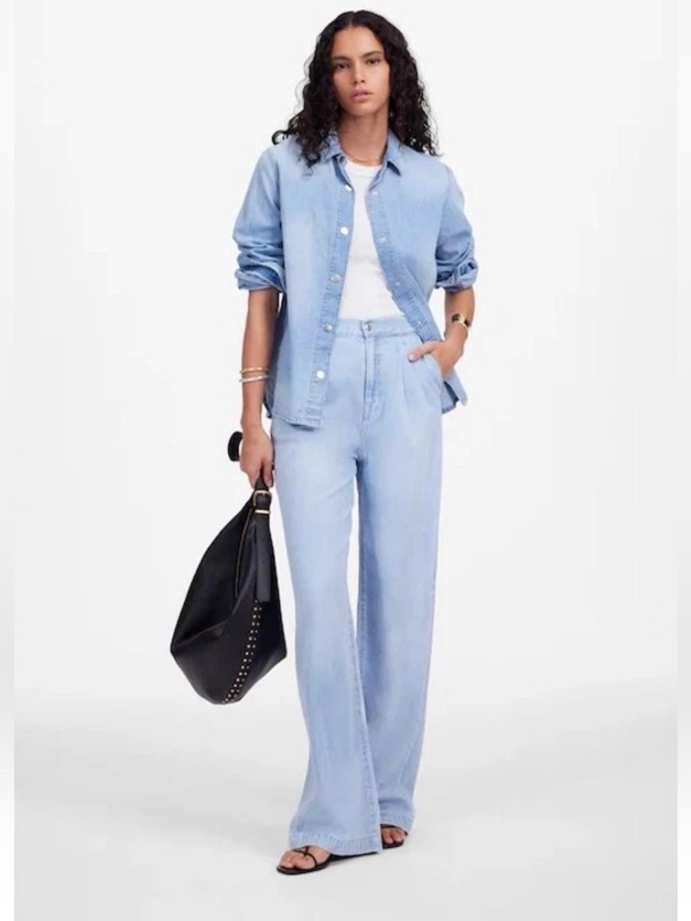 Madewell The Harlow Wide Leg Trouser Jeans Airy Denim Tencel Light Blue 30 NWT